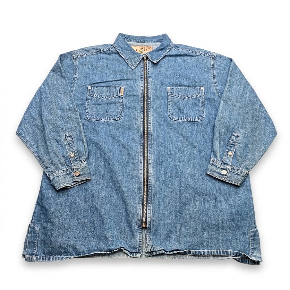 Vintage 90s‎ EXP Jeans Express Denim Full Zip Shirt Jacket Mens L Shacket